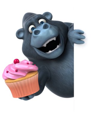 goril holding cupcake 
