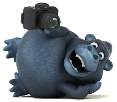 Eğlenceli çizgi film karakteri holding kamera 