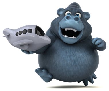 komik karikatür karakter holding uçak 