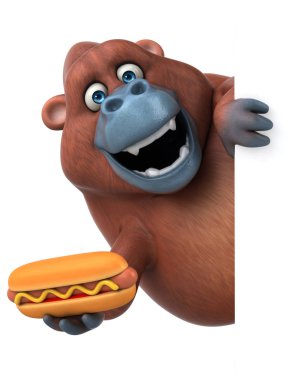 eğlenceli çizgi film karakteri holding hotdog 