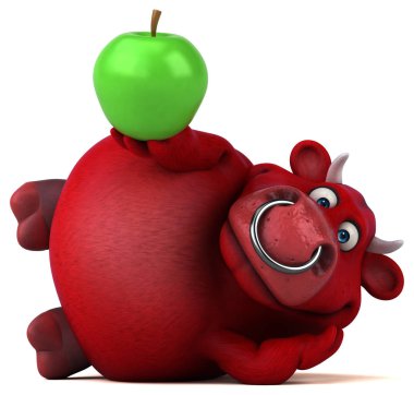 çizgi film karakteri holding elma eğlenceli