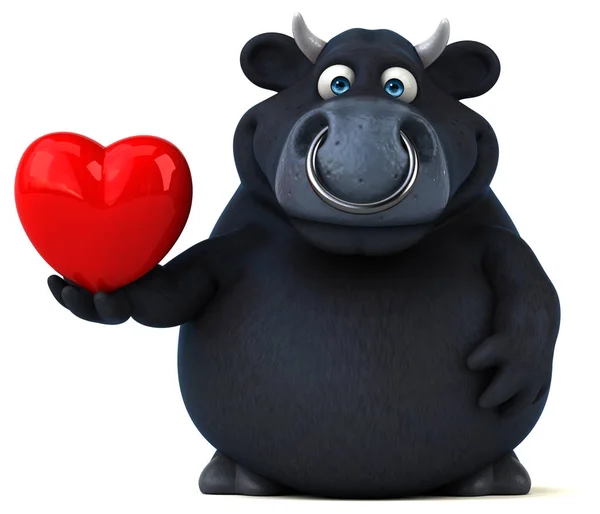 Funny  bull holding heart — Stock Photo, Image