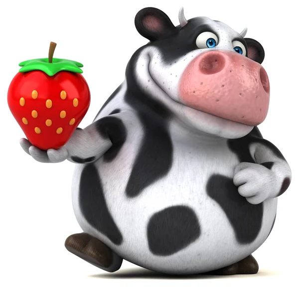 Cartoon character holding strawberry — Stock Photo, Image