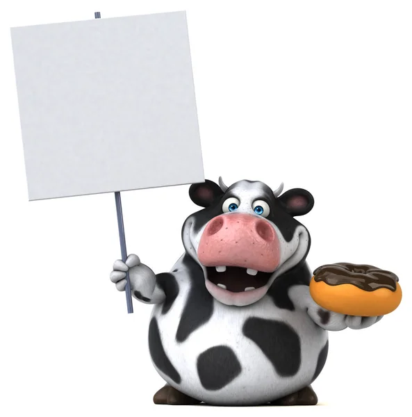 Cow holding donut — Stockfoto