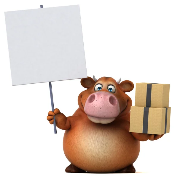 Cartoon character holding boxes — Stock Photo, Image