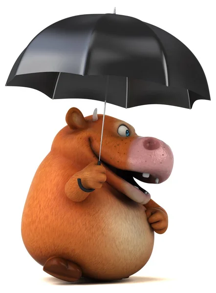 Personagem engraçado desenho animado com guarda-chuva — Fotografia de Stock