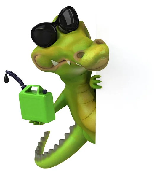 Fun cartoon character holding oil — Stock Photo, Image