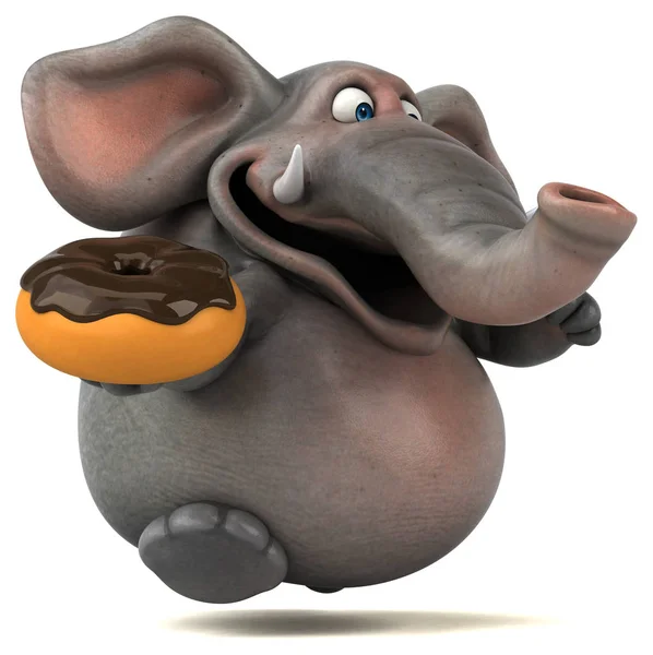 Elephant innehav donut — Stockfoto
