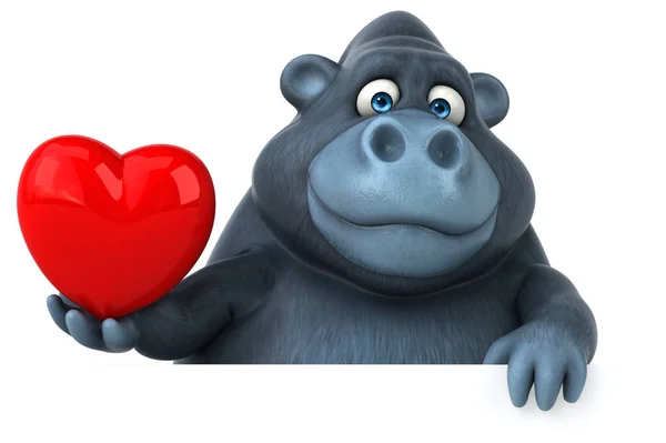 Cartoon character holding heart — Stock Photo, Image