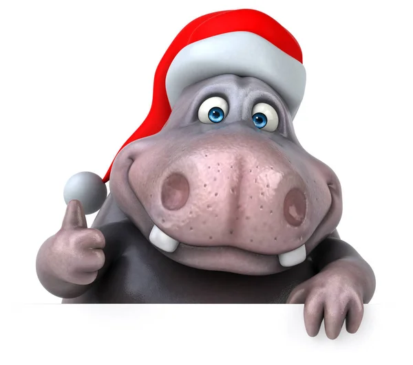 Cartoon character in santa claus hat — Stock Photo, Image