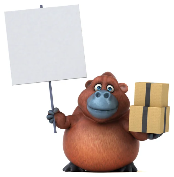 Orangutan holding boxes — Stock Photo, Image