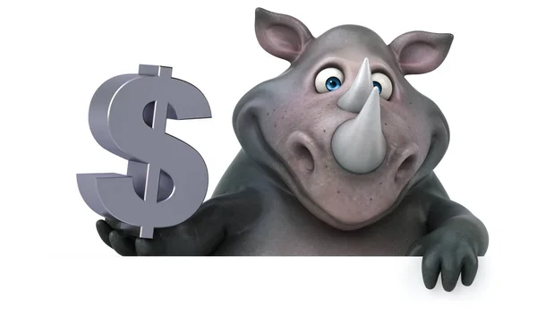 Fun cartoon character holding dollar — Stock Photo, Image