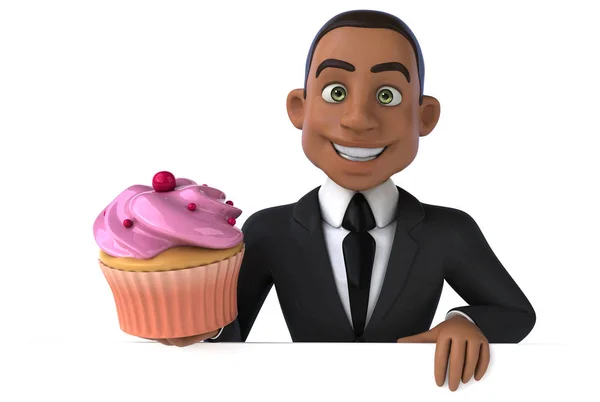 Businessman holding cupcake — Stock Photo, Image