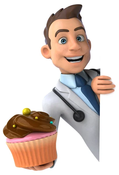 Doctor sosteniendo cupcake — Foto de Stock