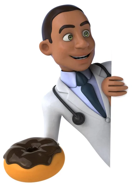 Dokter bedrijf donut — Stockfoto