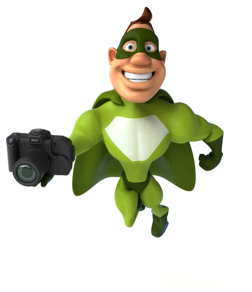 Super-herói segurando câmera — Fotografia de Stock