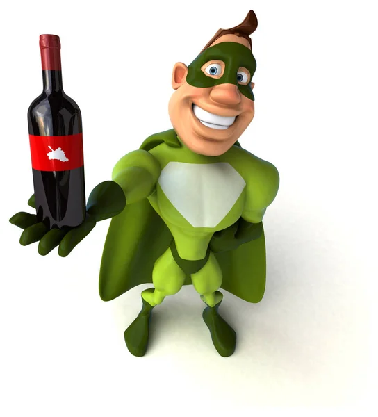 Superhjälte innehav vin — Stockfoto