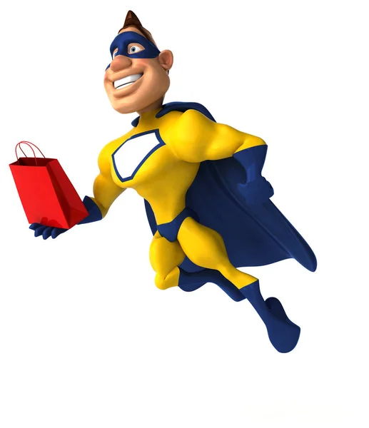 Superhero holding bag — Stock Photo, Image