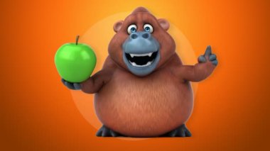 çizgi film karakteri holding elma eğlenceli