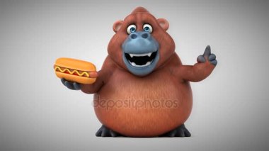 eğlenceli çizgi film karakteri holding hotdog 