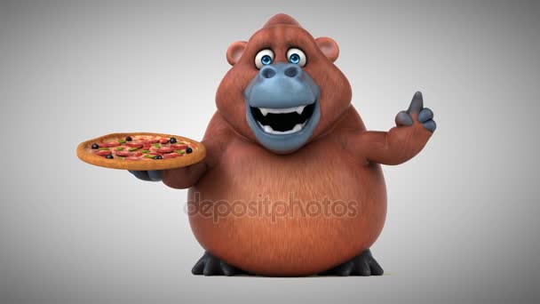 Cartoon  character holding pizza — Stock Video