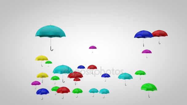 Flying Umbrellas - Animation — Stock Video