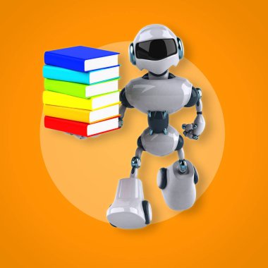  Robot holding kitaplar 