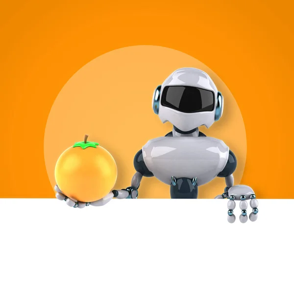 Robô segurando laranja — Fotografia de Stock