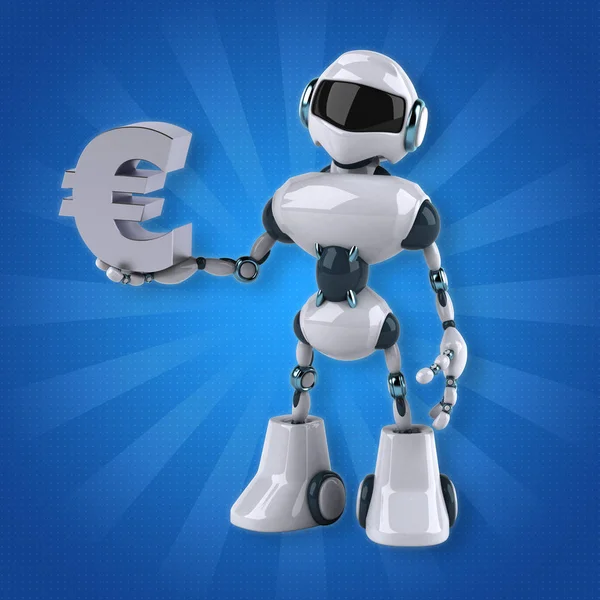 Robot holding euro — 스톡 사진