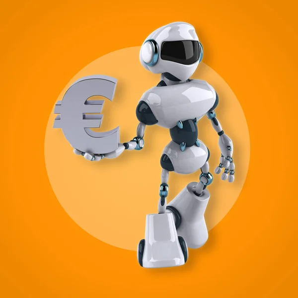 Robot holding euro — Zdjęcie stockowe