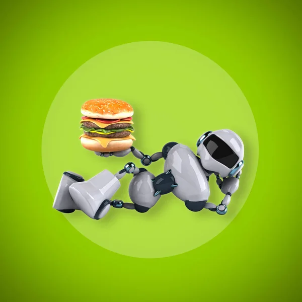 Robot holding burger — Stock Photo, Image