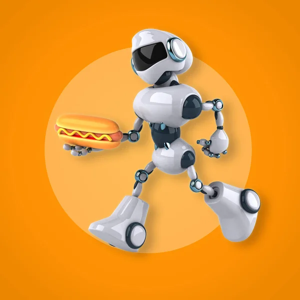 Robot holding hotdog — Stock Photo, Image