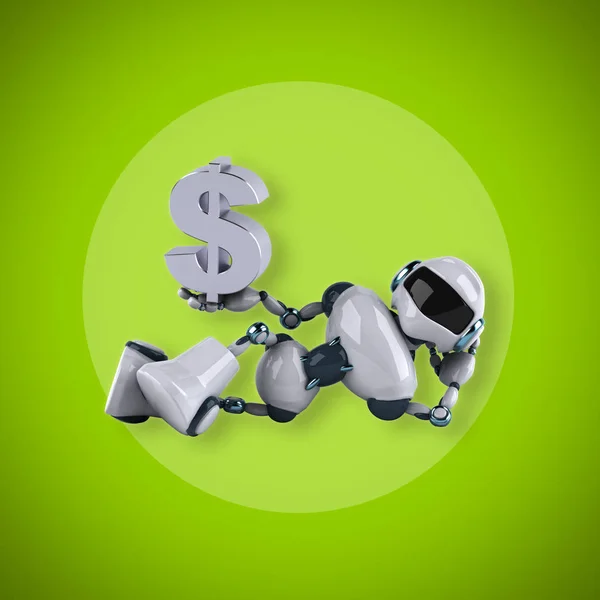 Roboter hält Dollar — Stockfoto