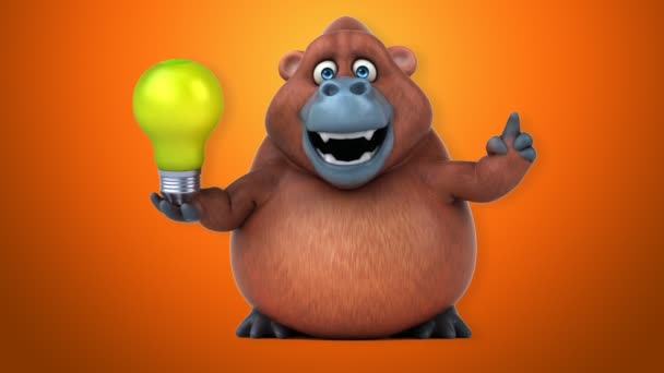 Kul orangutang med lampa — Stockvideo