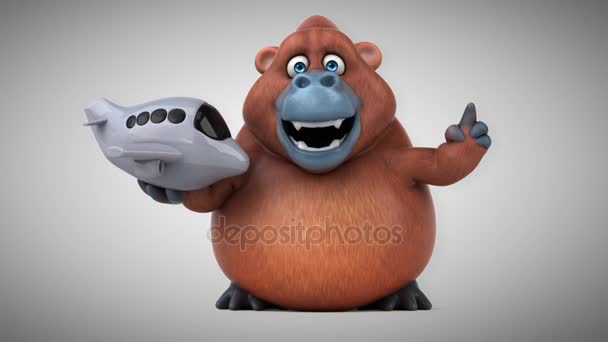 Fun Orangutan with plane — Stock Video