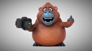 Eğlenceli çizgi film karakteri holding kamera 