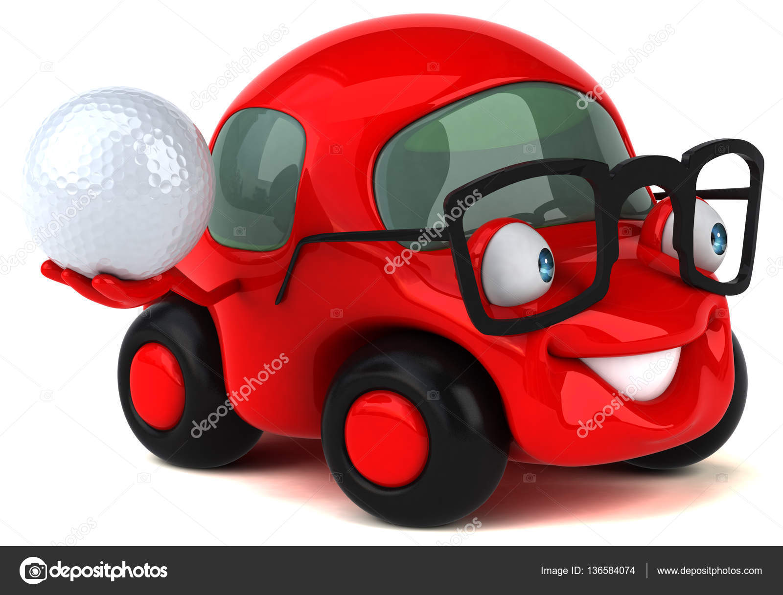 Vetor 3d do conceito de competição de esporte e jogo de carrinho de golfe