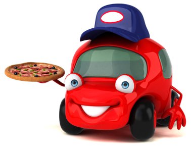 Eğlenceli araba holding pizza