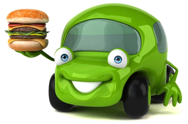 Fun voiture tenant hamburger — Photo