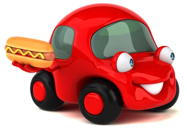 Zábavné auto hospodářství hotdog — Stock fotografie