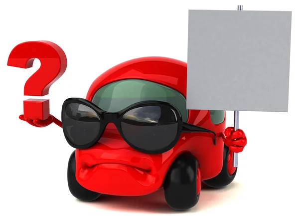 Fun car holding question mark — Stock Photo, Image
