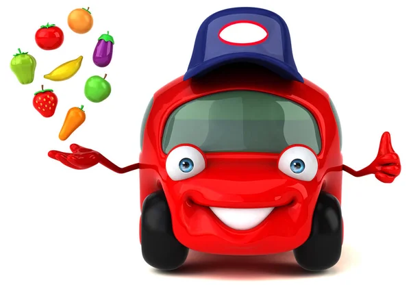Leuke auto bedrijf van groenten en fruit — Stockfoto