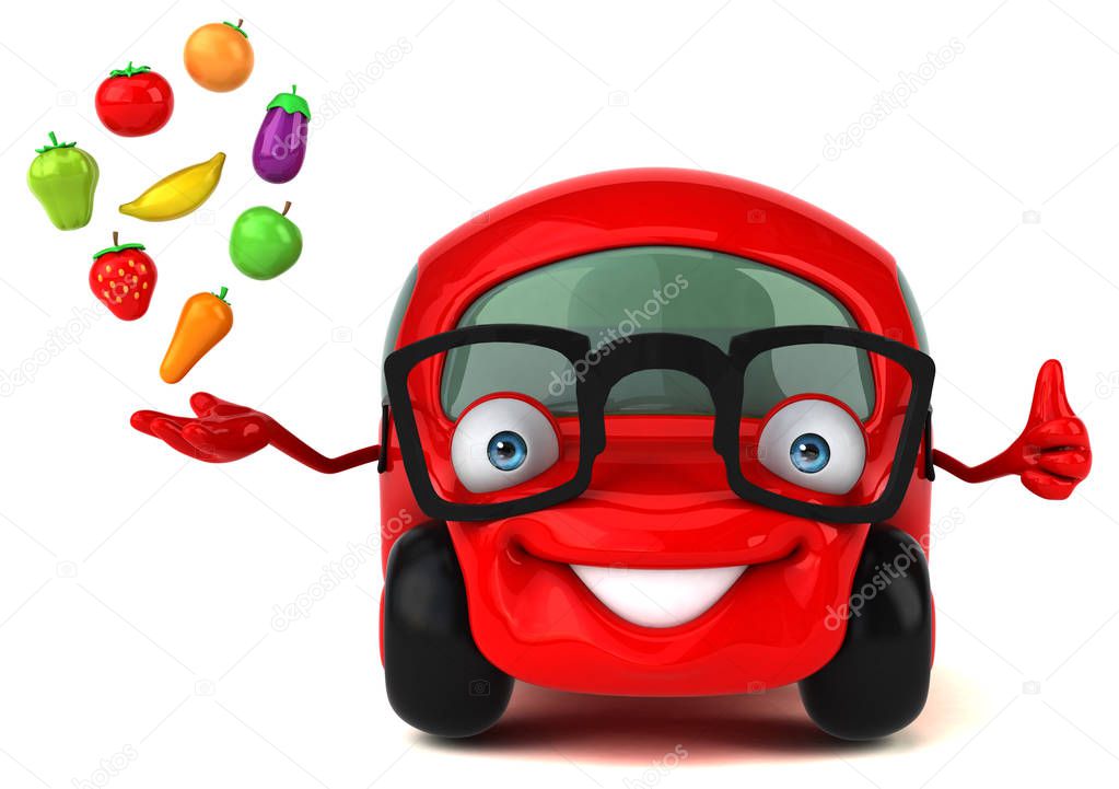 Fun car holding fruits and vegetables  