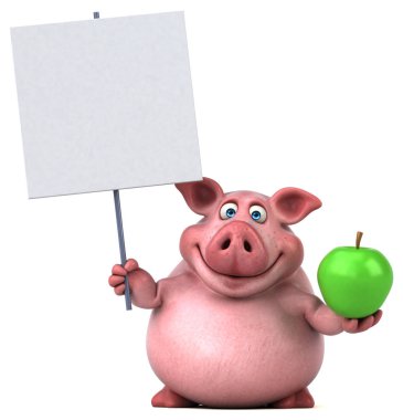 çizgi film characrer holding elma