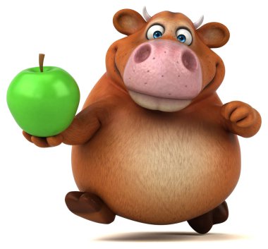 çizgi film characrer holding elma