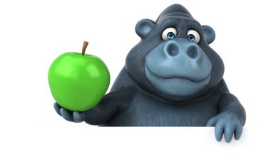 çizgi film characrer holding elma