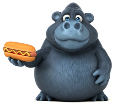 Eğlenceli karakter holding hotdog 