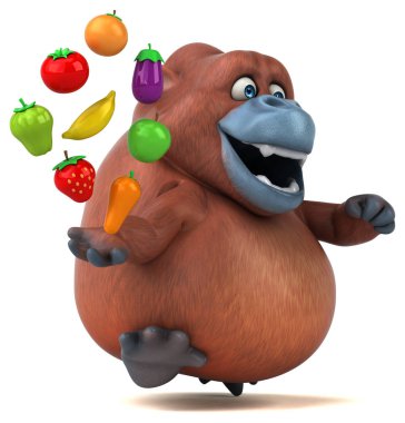 meyve ve sebze tutan çizgi film karakteri 