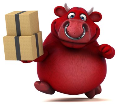 kutuları tutarak çizgi film karakteri    