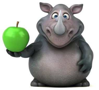 çizgi film characrer holding elma